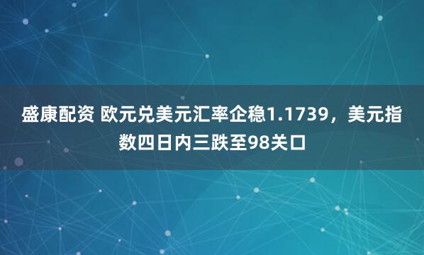 盛康配资 欧元兑美元汇率企稳1.1739，美元指数四日内三跌至98关口